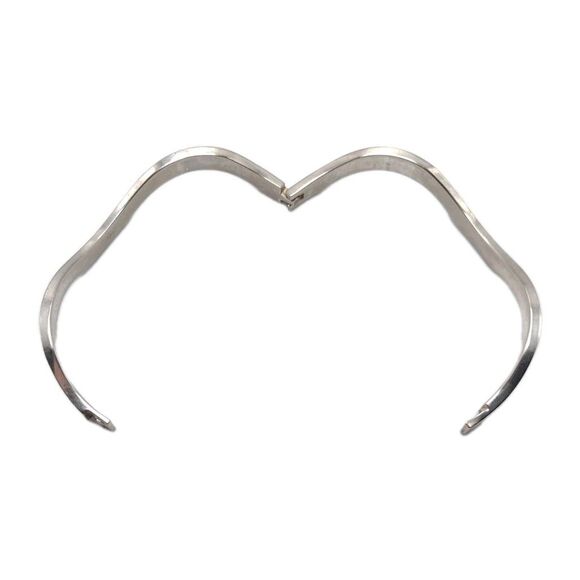 Solid Sterling Silver 925 Smooth Polished Wave Cuff Bangle Hinge Bracelet 20g - Picture 10 of 16